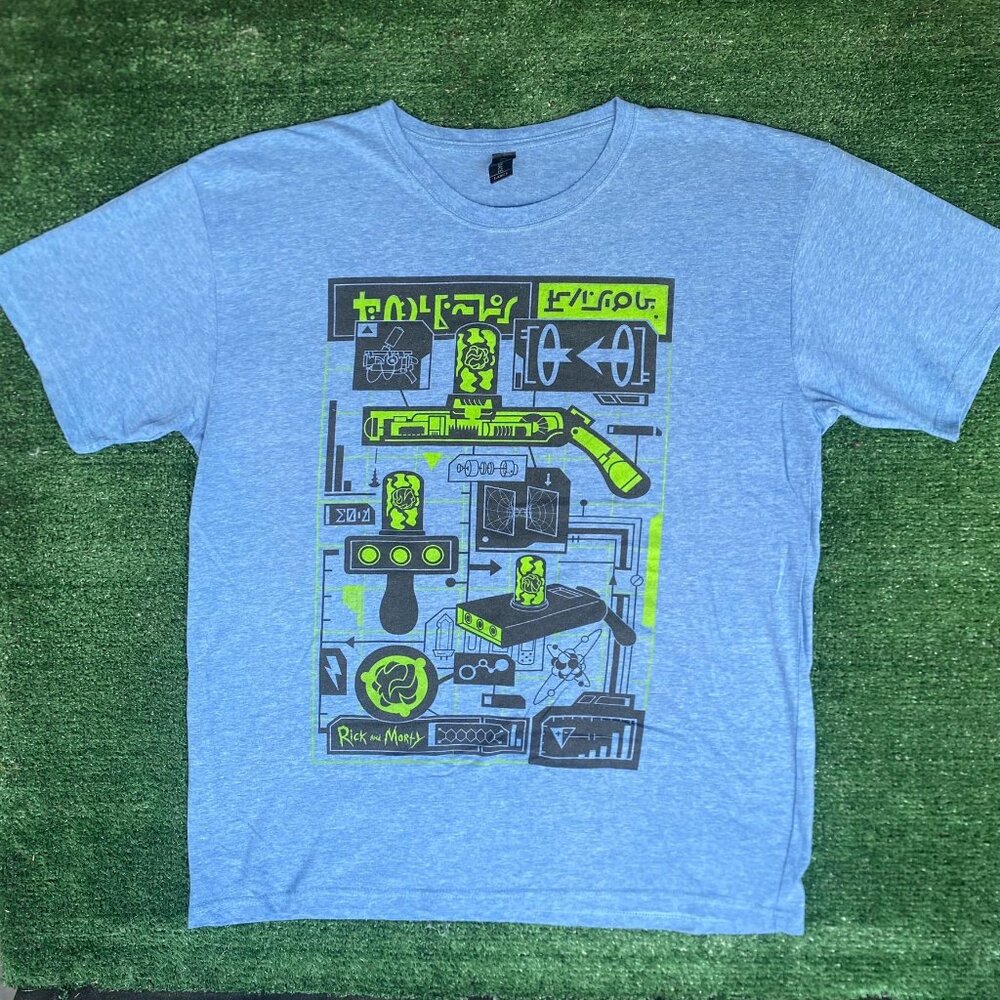 Adult Swim Rick & Morty Shirt Portal Gun Blueprint Tee